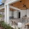 a covered porch with fans